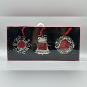 ST. Nicholas Square Ornaments Framed Snowflake Bell Wreath Metal Set of 3